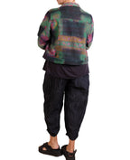 Mieko Mintz Vintage Cotton Grey Clamp Tie Dye Kantha Trucker Jacket