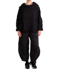 Dress To Kill Black Pucker L/S 2 Pocket Criss Cross Cowl Pullover