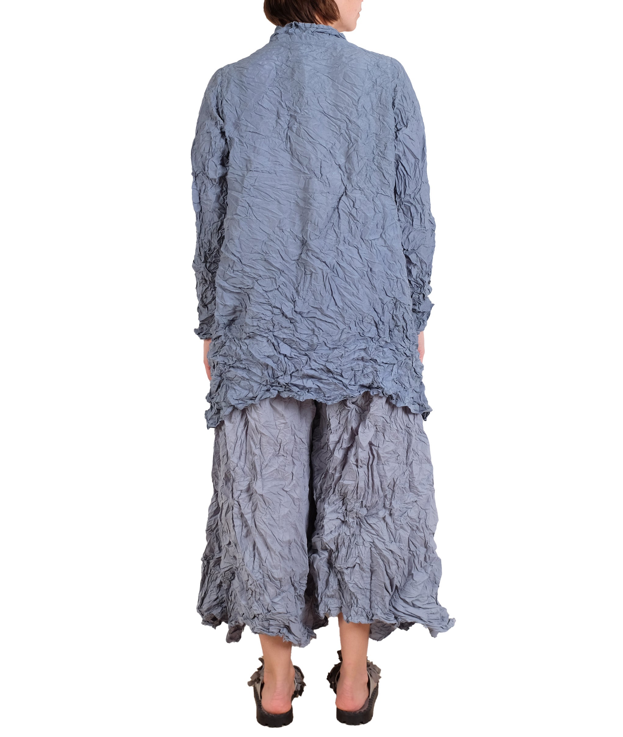 Privatsachen WerkKnitt Crinkle Silk Blouse in Blue