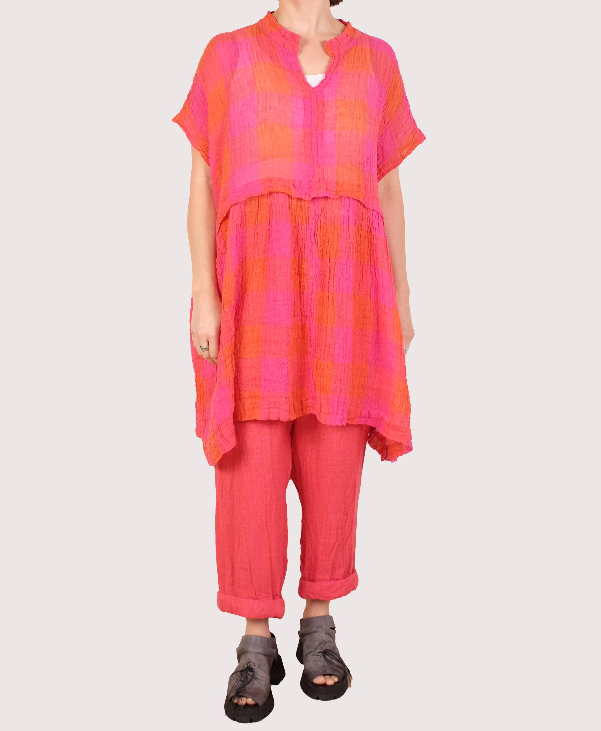 Grizas Linen Check Tunic