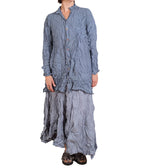 Privatsachen WerkKnitt Crinkle Silk Blouse in Blue