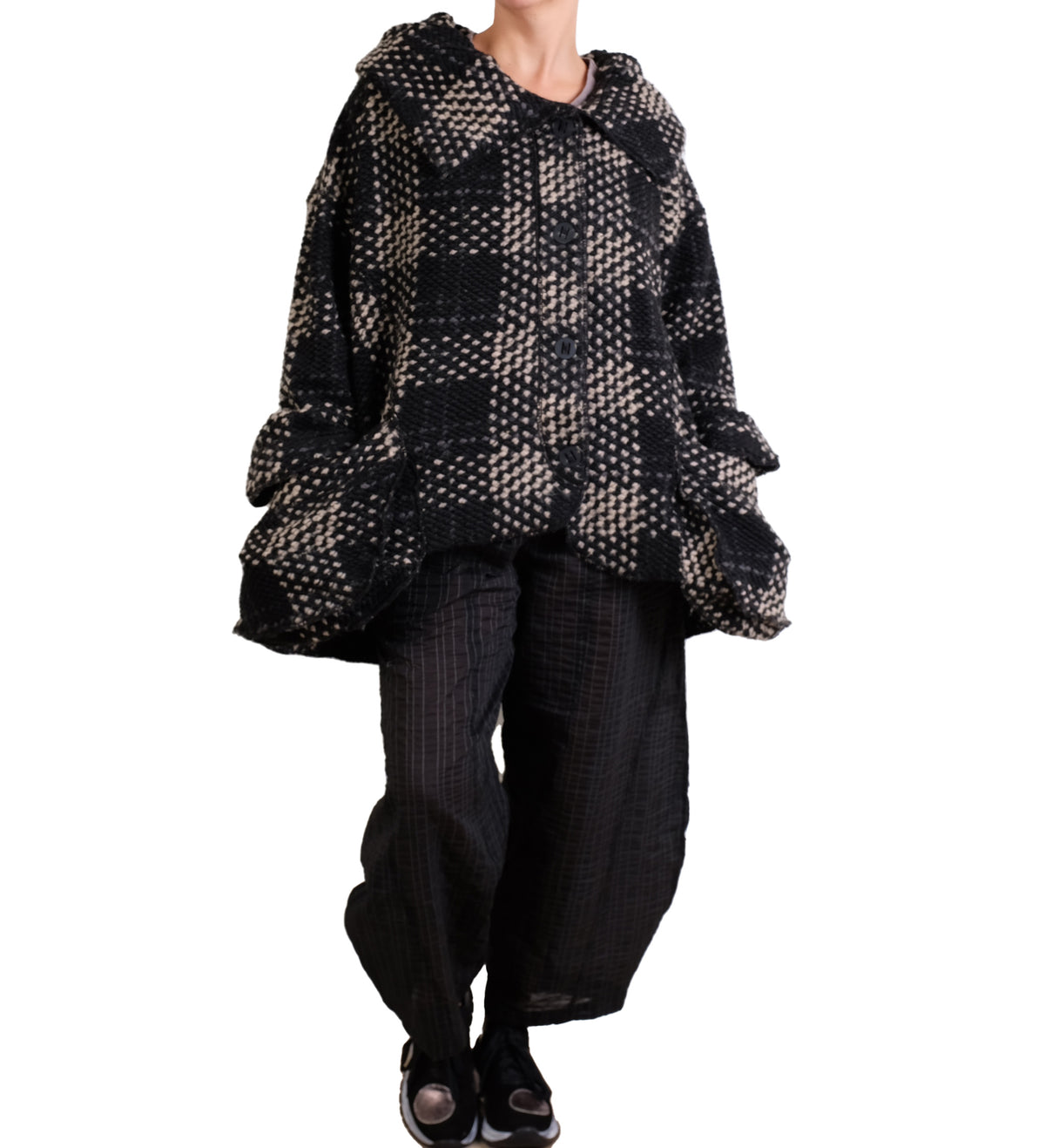 Dress To Kill Black Taupe Heavy Knit Iris Coat