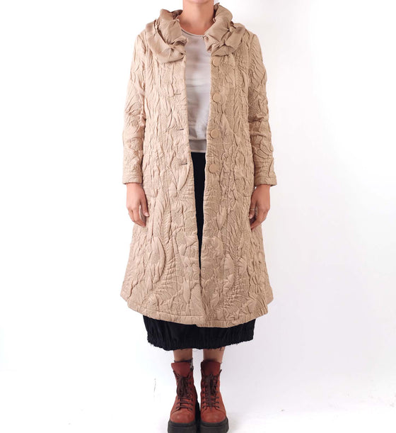 Vanite Couture Quilted Coat in Champagne