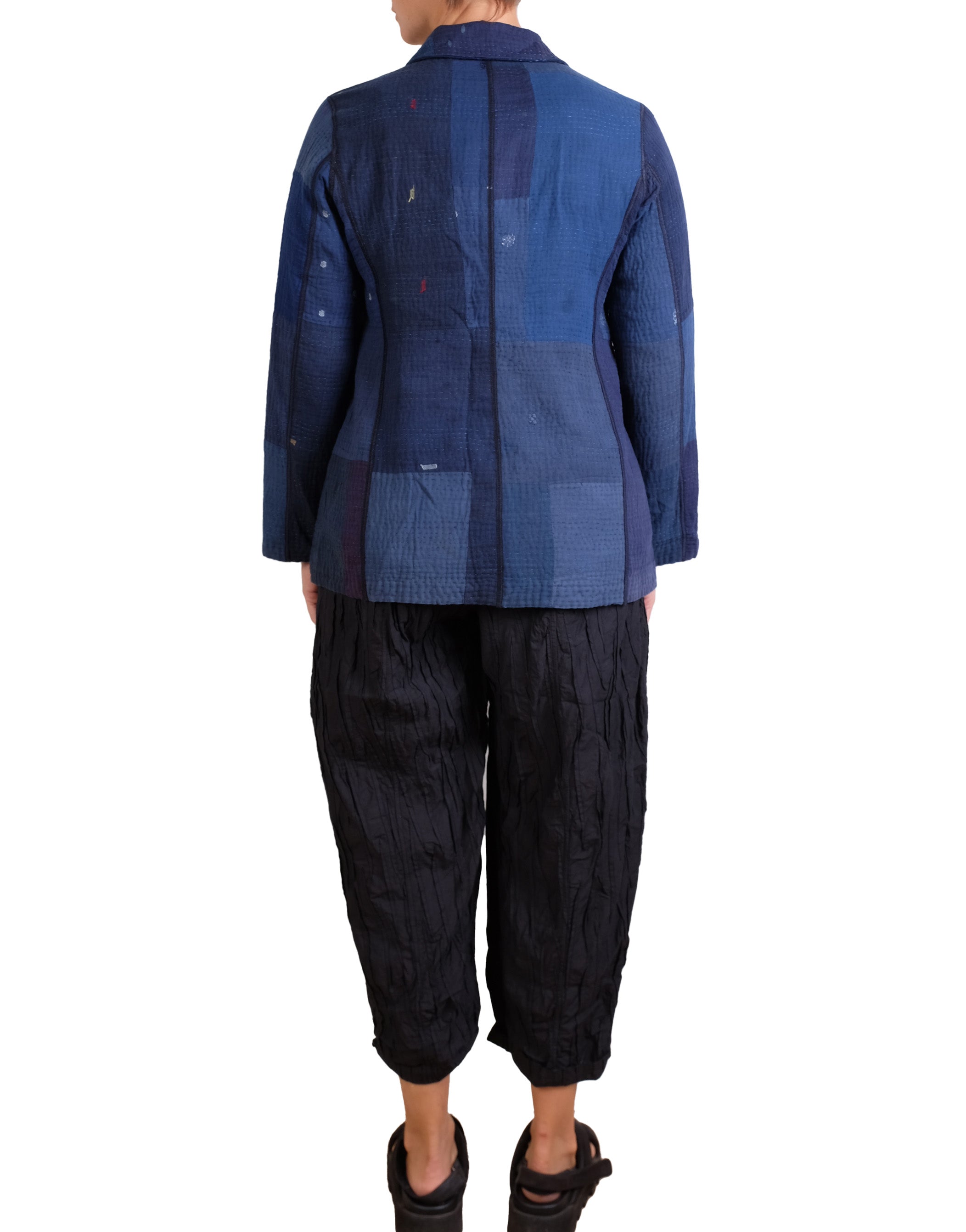 Mieko Mintz Navy Ombre Patched Kantha Basic Jacket