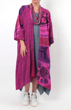 Mieko Mintz Georgette Vintage Silk Patch Kantha Kimono Maxi