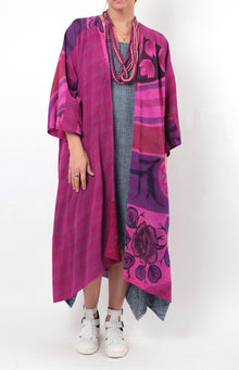  Mieko Mintz Georgette Vintage Silk Patch Kantha Kimono Maxi