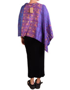 Mieko Mintz Vintage Silk Kantha Long Cape in Purples
