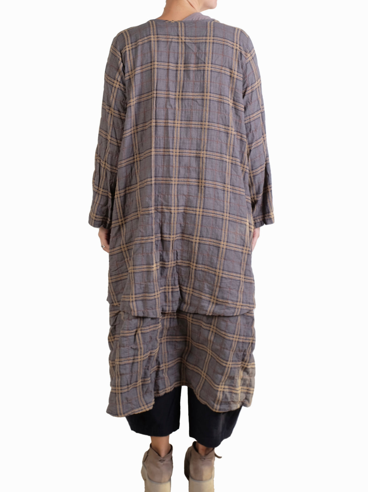 Dress To Kill Denim Mustard Plaid L/S Folded Dress