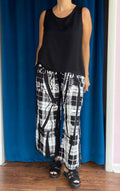 Paper Temples Ellis Pant in Black Sateen with Plaid Print