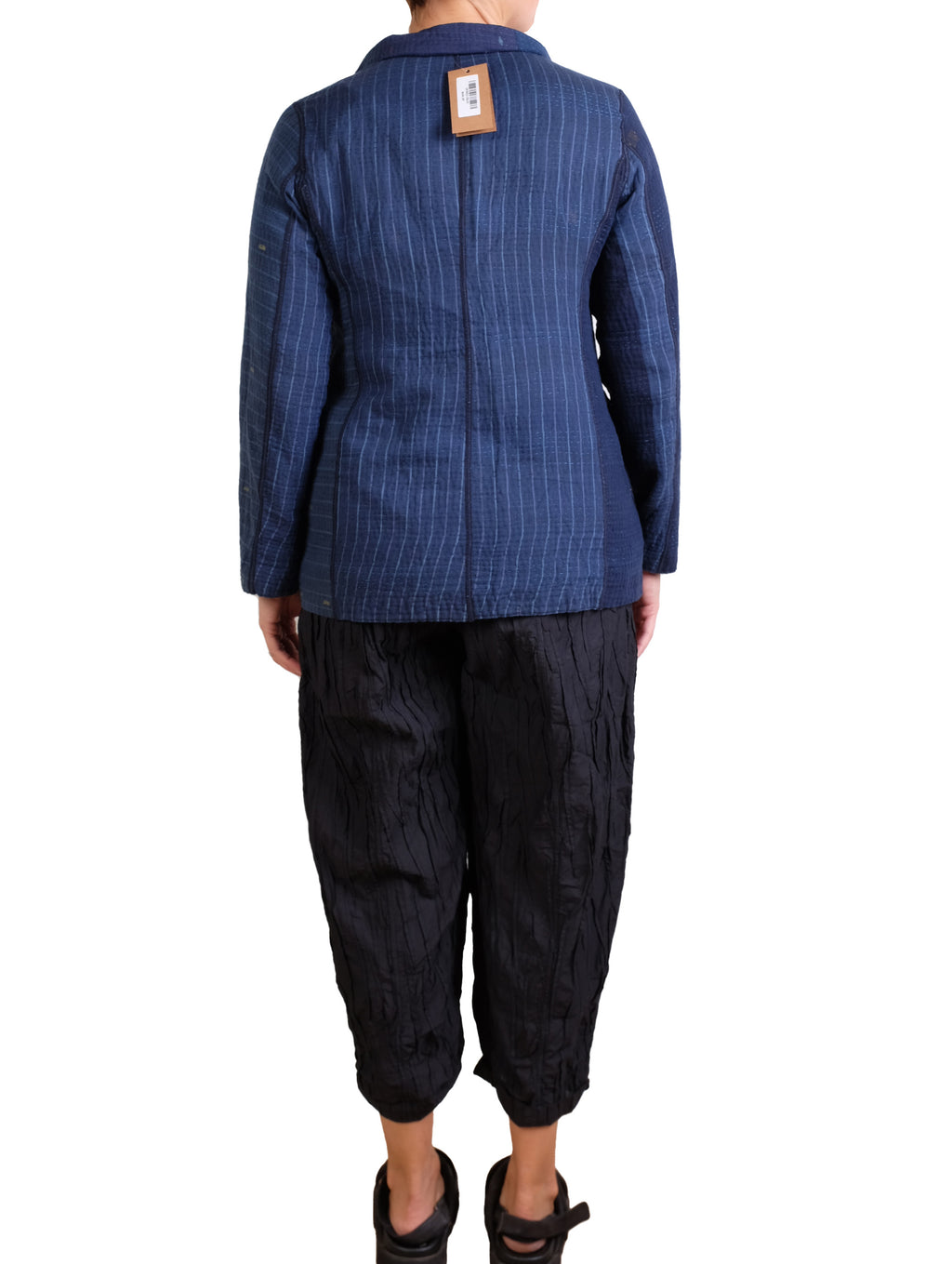 Mieko Mintz Navy Ombre Patched Kantha Basic Jacket