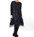 Mara Gibbucci Black Dress with Tulle Hem