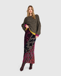 Alembika Cut Velvet Skirt in Regal