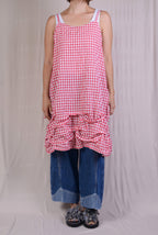 Krista Larson Short Wavey Slip in Checked Cotton Ramie