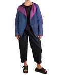Mieko Mintz Navy & Purple Cotton Overdye Kantha Hoodie Jacket