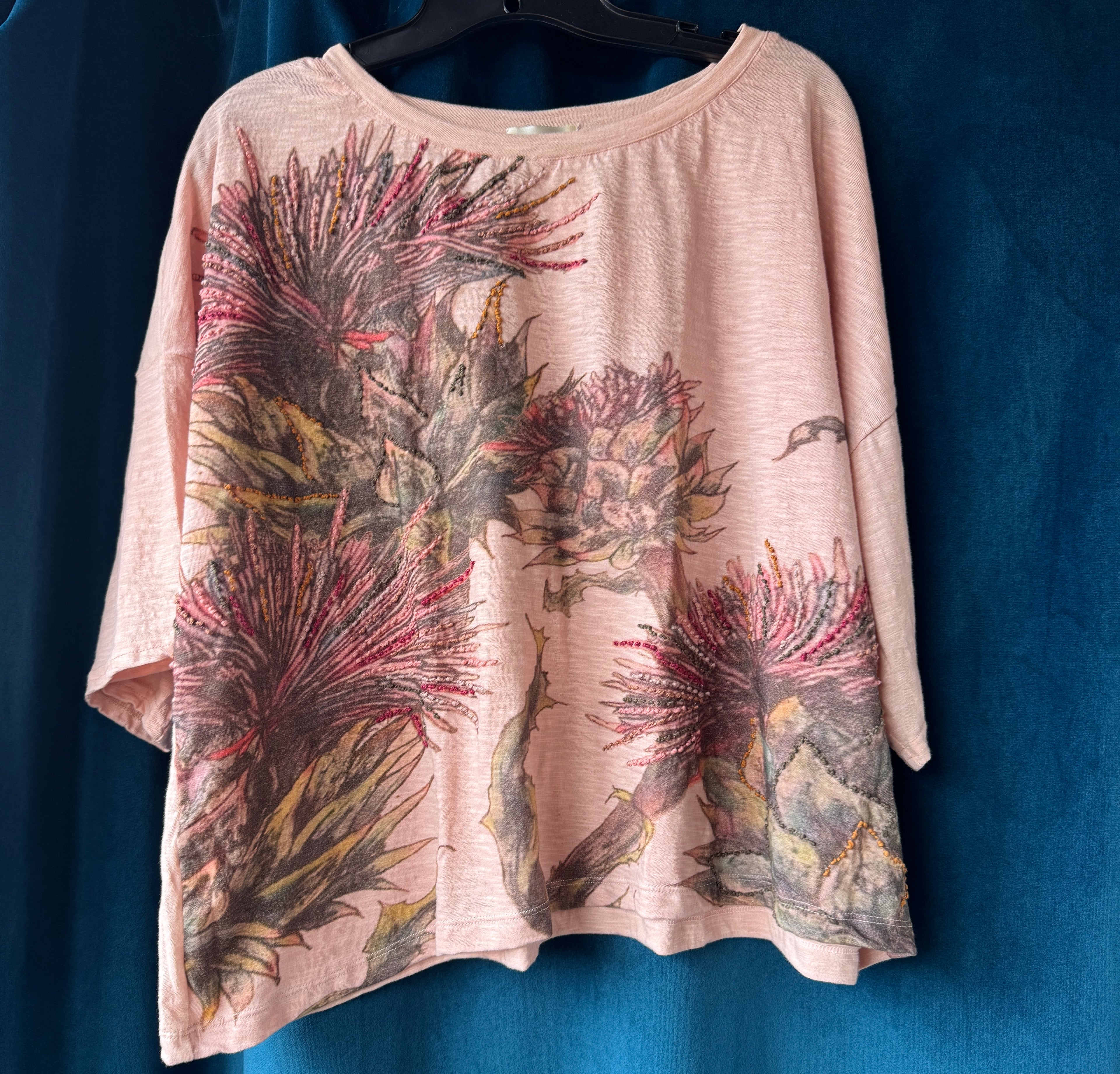 Krista Larson Crop Thistle Tee in Shell