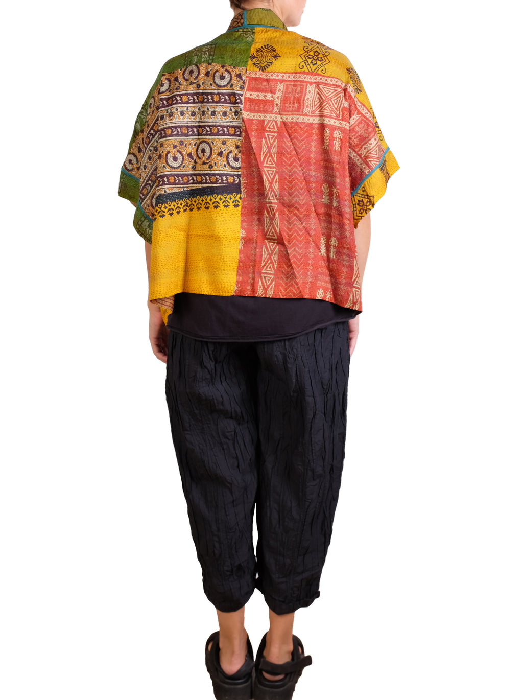 Mieko Mintz Vintage Silk Kantha Mini Poncho
