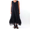 Krista Larson Long Underpinning Slip in Black Tulip Silk Organza