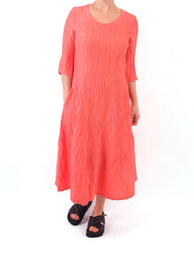  Grizas Orange Silk 3/4 Sleeve Dress