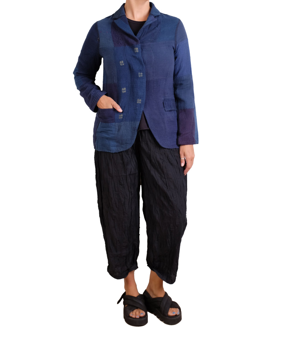 Mieko Mintz Navy Ombre Patched Kantha Basic Jacket