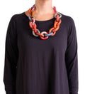 Mieko Mintz Vintage Silk Kantha Chain Necklace in Orange