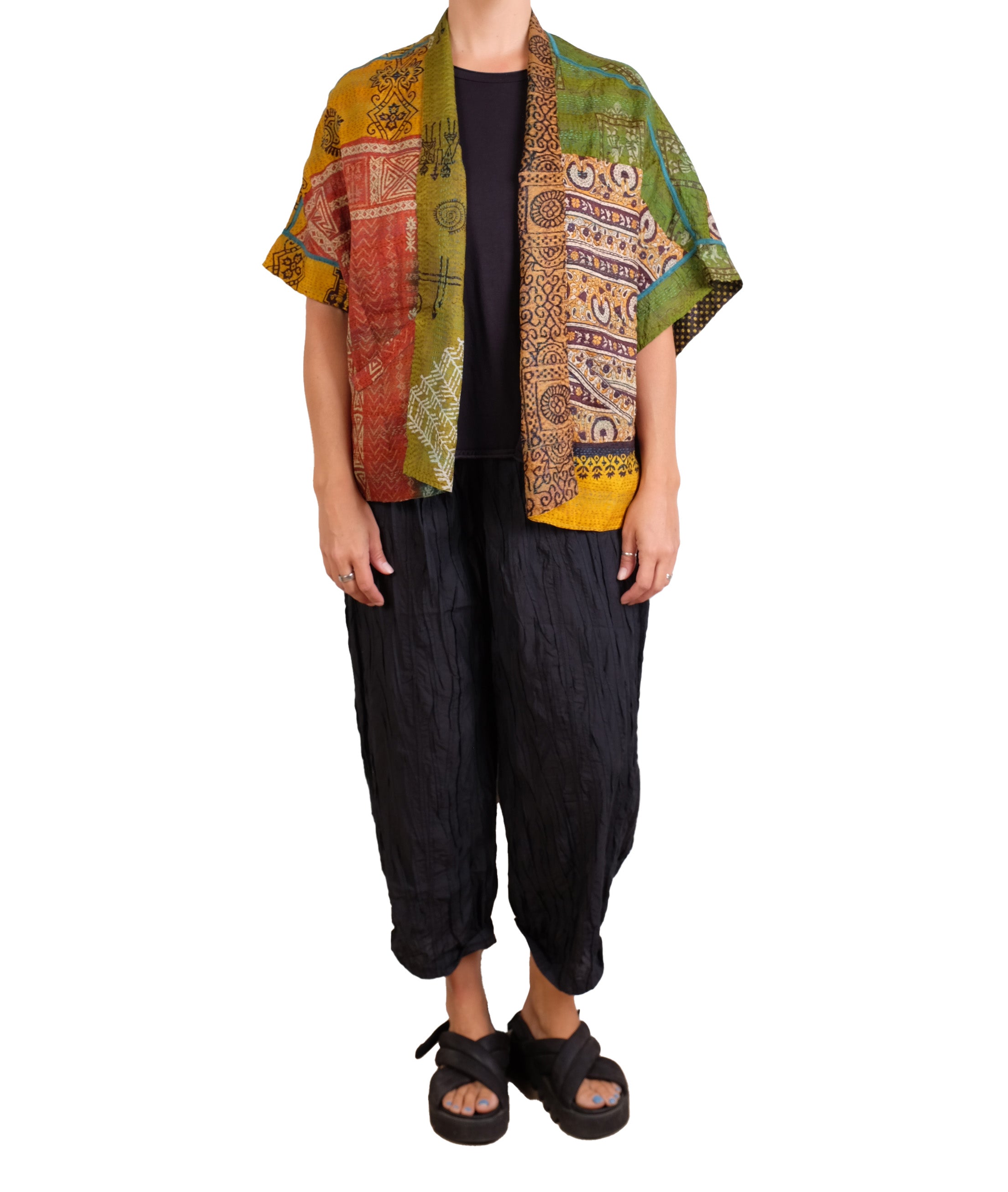 Mieko Mintz Vintage Silk Kantha Mini Poncho