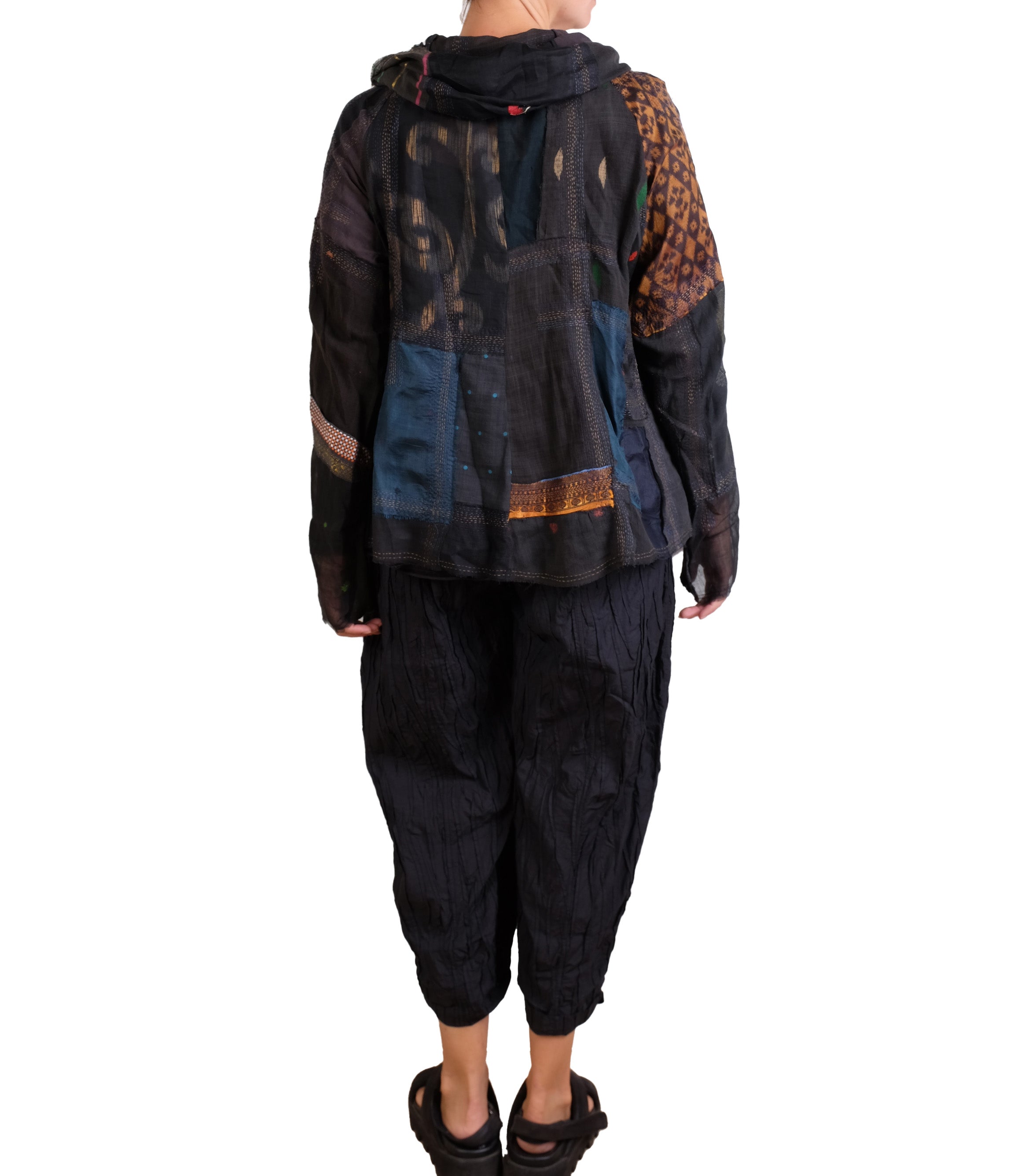 Mosaic Tile Patch Kantha Hooded Jacket