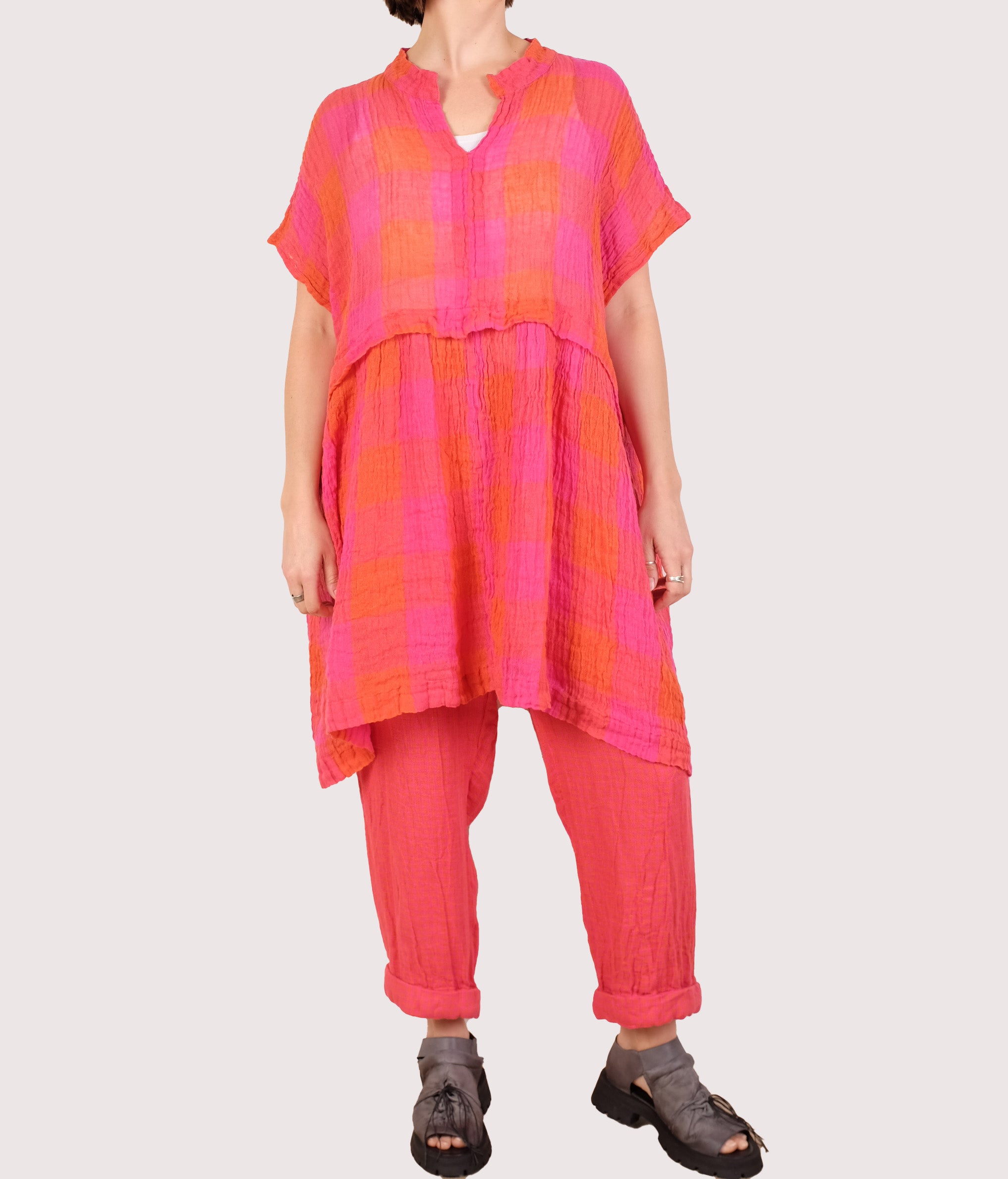 Grizas Linen Check Tunic
