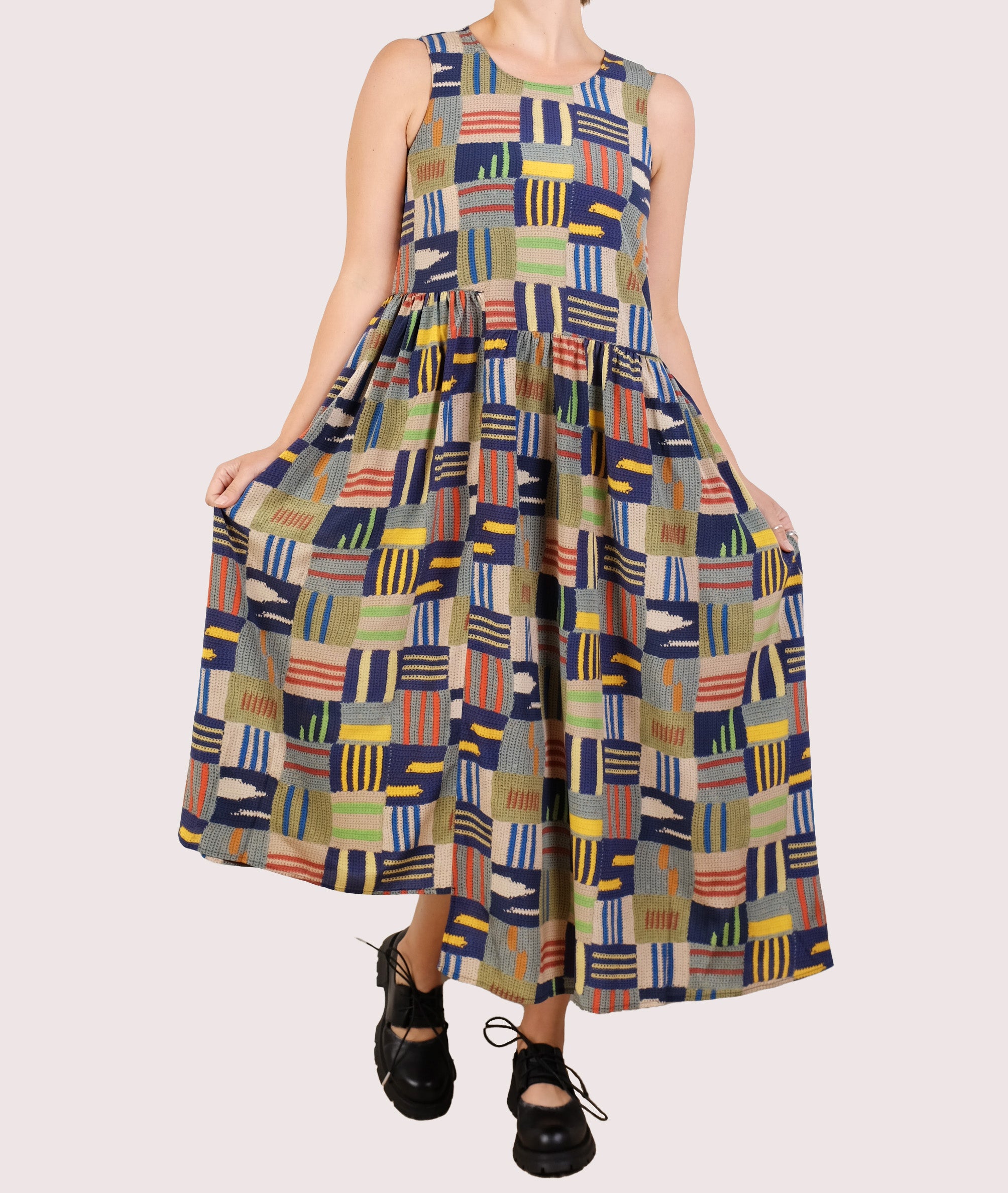 Serienumerica Asymmetric Dress in Printed Silk