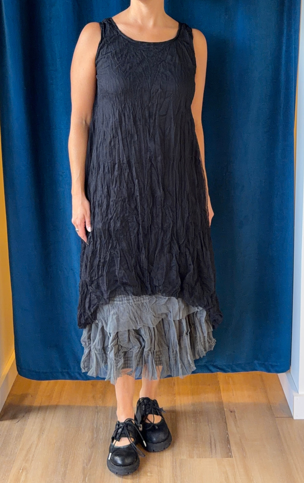 Gershon Bram Mesh Sleeveless Dress in Black