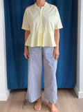Paper Temples Flounce Top in Yellow Stripe/Embroider