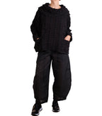 Dress To Kill Black Pucker L/S 2 Pocket Criss Cross Cowl Pullover