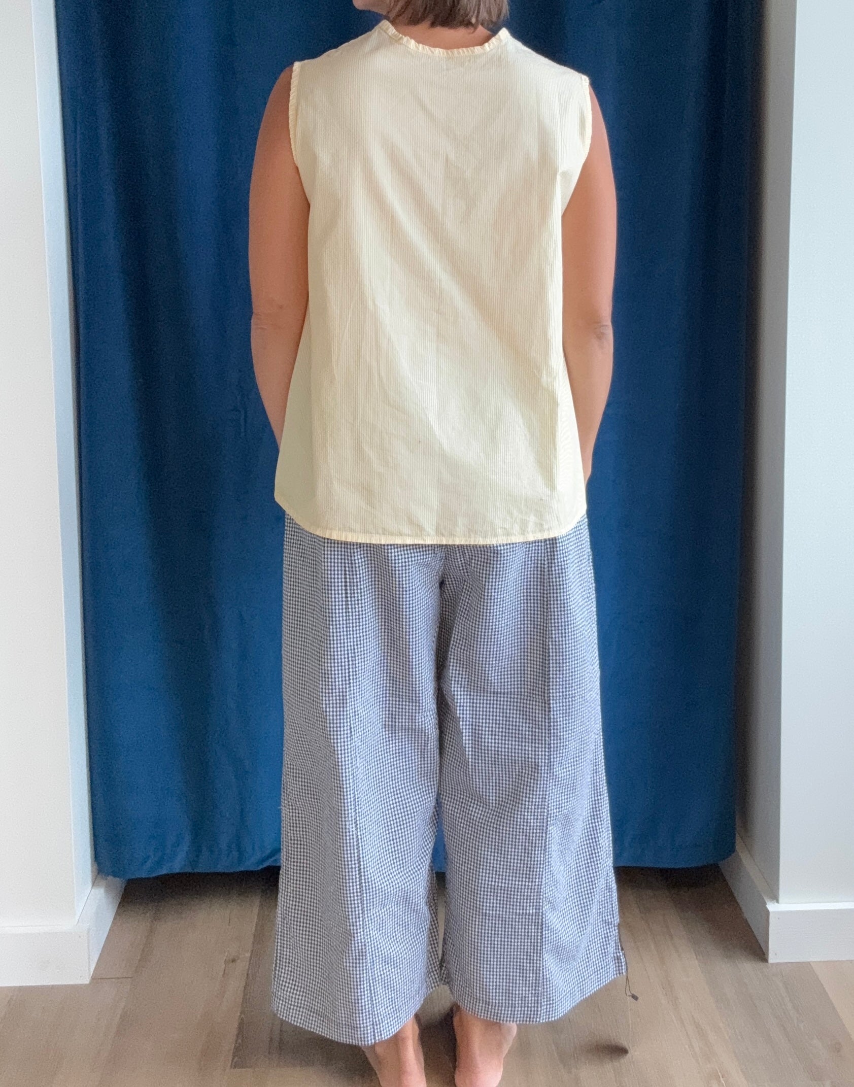 Paper Temples B Tank in Yellow Stripe Bullseye