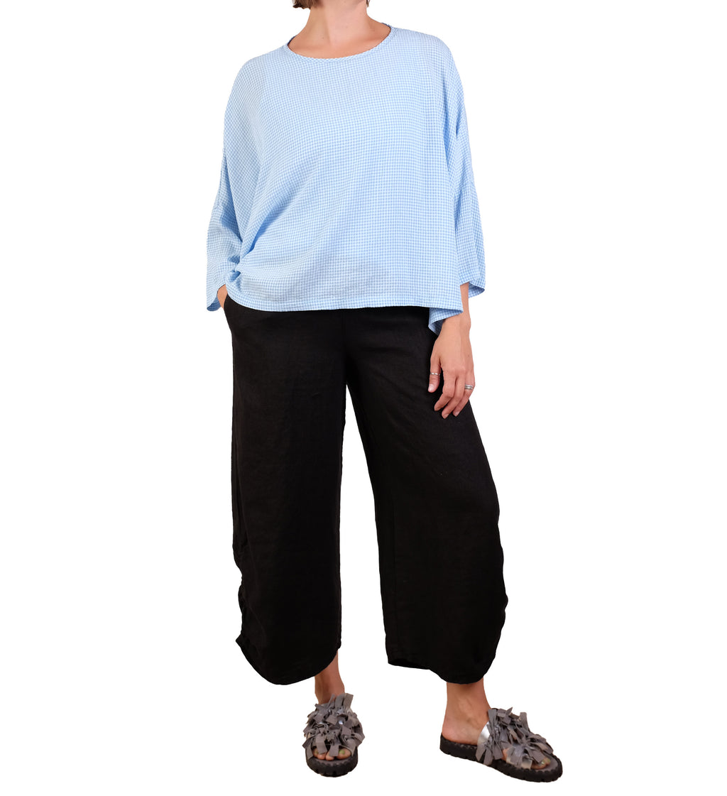 Cutloose Crinkle Check Crop Top in Bellflower