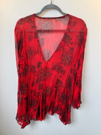 T2T Free People Red Sheer Top Large