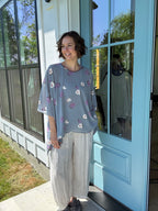 Pale Blue Floral One Size Drape Top