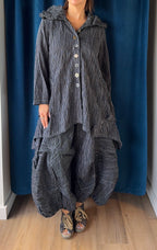 Bodil Black with White Pinstripe Short Coat
