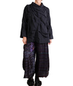 Mieko Mintz Polished Cotton Wavy Tuck Pullover In Black