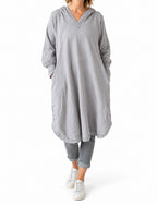 Bodil Sweatshirt Hooded Dress in Mist
