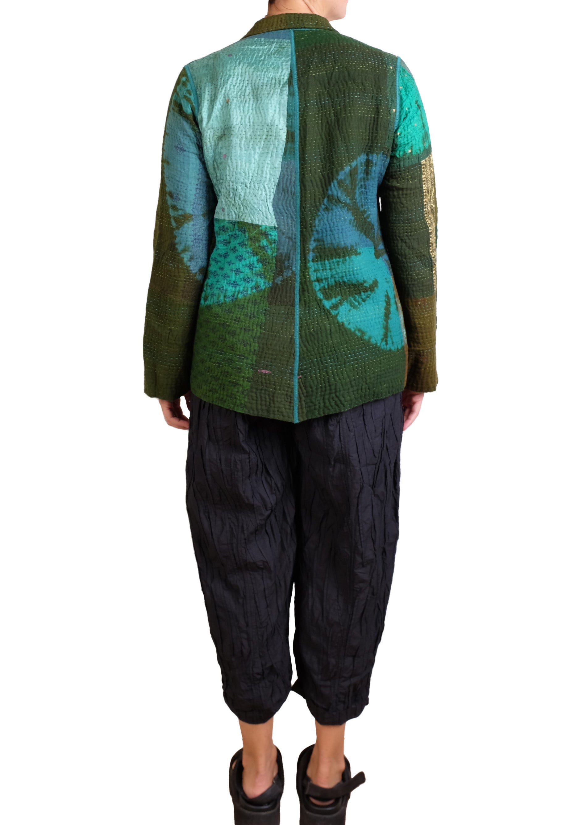 Mieko Mintz Polished Cotton Random Tuck Voile Barrel Pants in Black