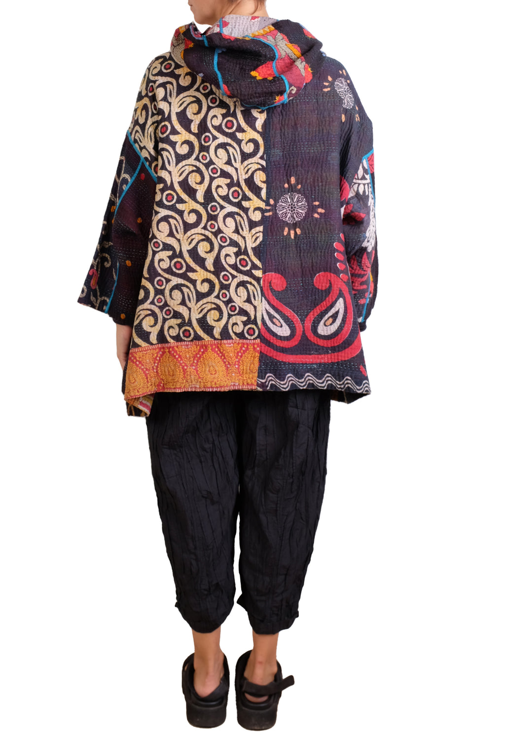 Mieko Mintz Puzzle Kantha Hoodie Poncho