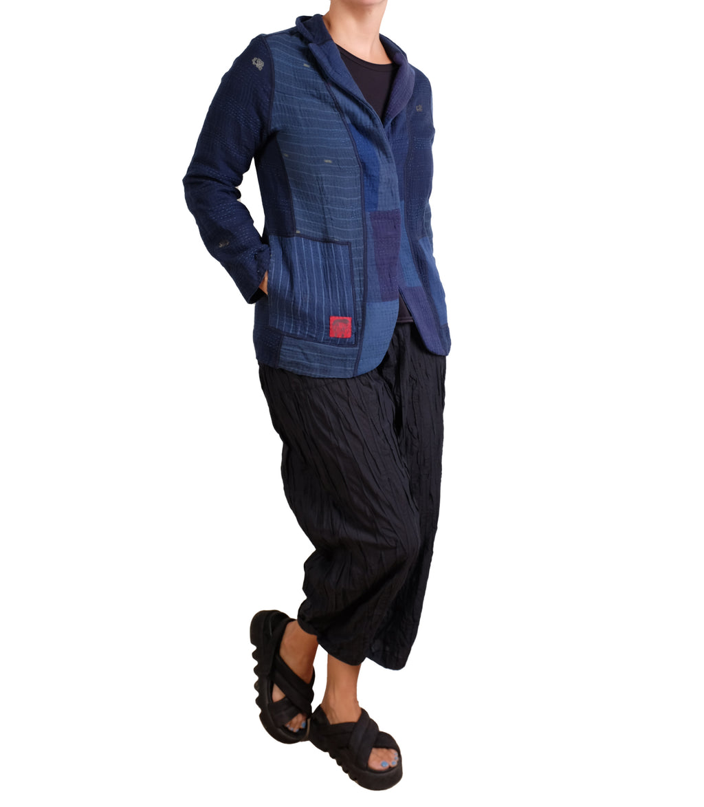 Mieko Mintz Navy Ombre Patched Kantha Basic Jacket