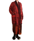 Mieko Mintz Mud Dye Ripple Kantha Shawl Coat in Red