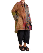 Mieko Mintz Vintage Silk Kantha Kimono Long Jacket