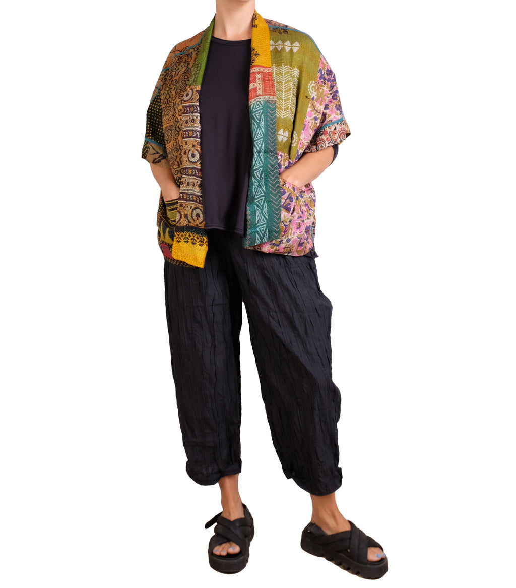 Mieko Mintz Vintage Silk Kantha Mini Poncho