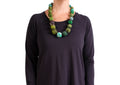 Mieko Mintz Vintage Silk Kantha Nuts Medium Necklace in Green