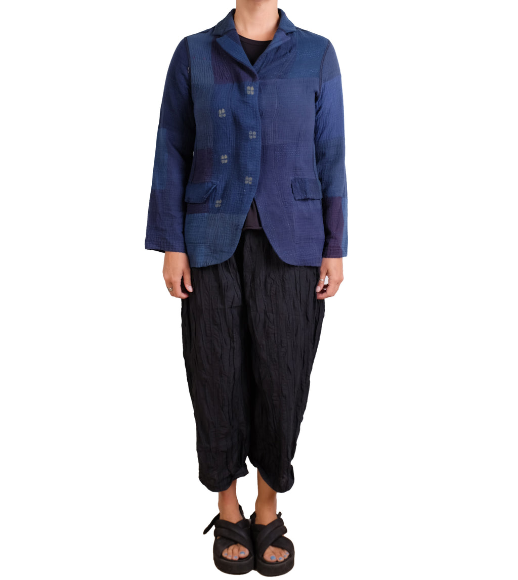 Mieko Mintz Navy Ombre Patched Kantha Basic Jacket