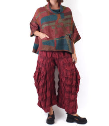  Mieko Mintz Abstract Waffle Kantha Cowl Neck Poncho