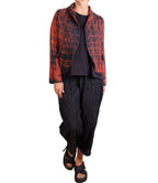Mieko Mintz Shibori Tie Dye Kantha Cropped Basic Jacket in Burnt Orange