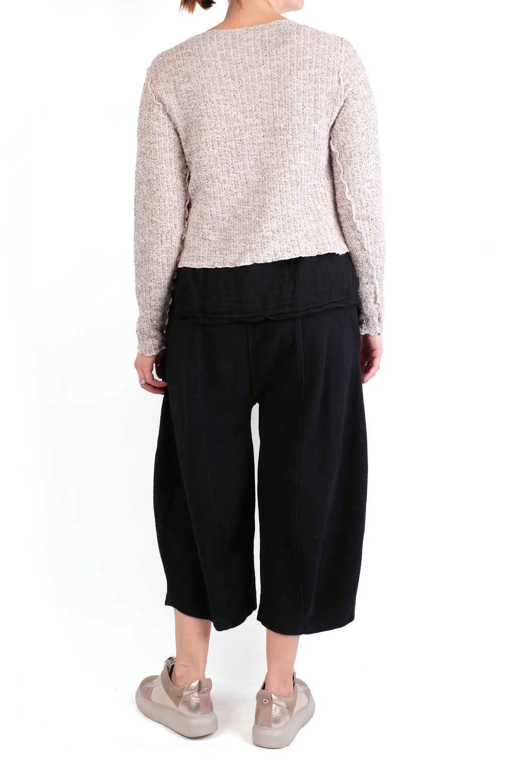 Cutloose Crop Cardy in Sweater Knit in Pearly