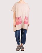 KQ Designs Cream/Burgundy Check One Size Tunic